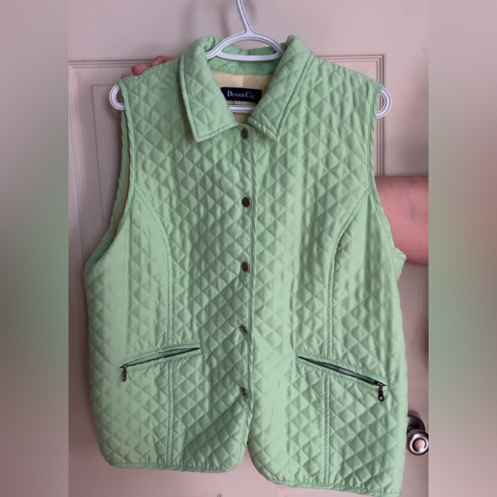 Denim&Co Light Green Quilted Vest